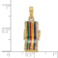 14K 3-D Moveable Multi-Color Beach Lounge Chair Charm