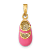 14K w/ Pink Enamel 3-D Baby Shoe Charm