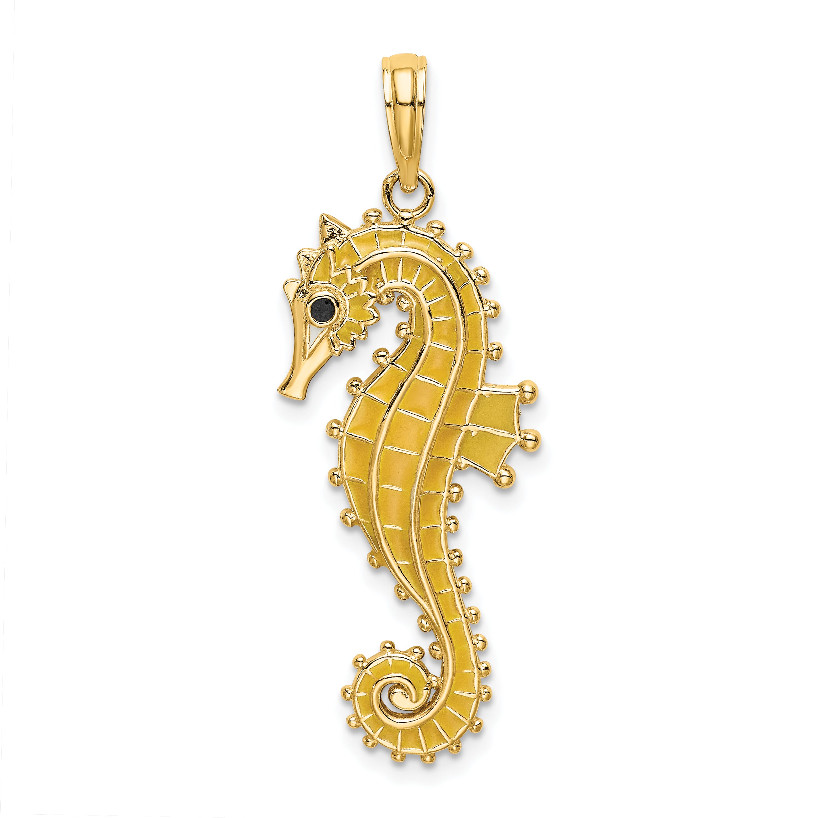 14K 3-D Enamel Seahorse Charm