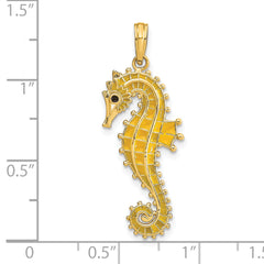 14K 3-D Yellow Enamel Seahorse Charm