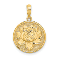 14K Enameled Om w/Lotus Flower on Reverse Charm