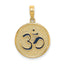 Enameled Om Symbol Charm in 14K Yellow Gold with Lotus Flower, 22mm - Sophia Jewelers
