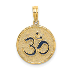 14K Enameled Om w/Lotus Flower on Reverse Charm