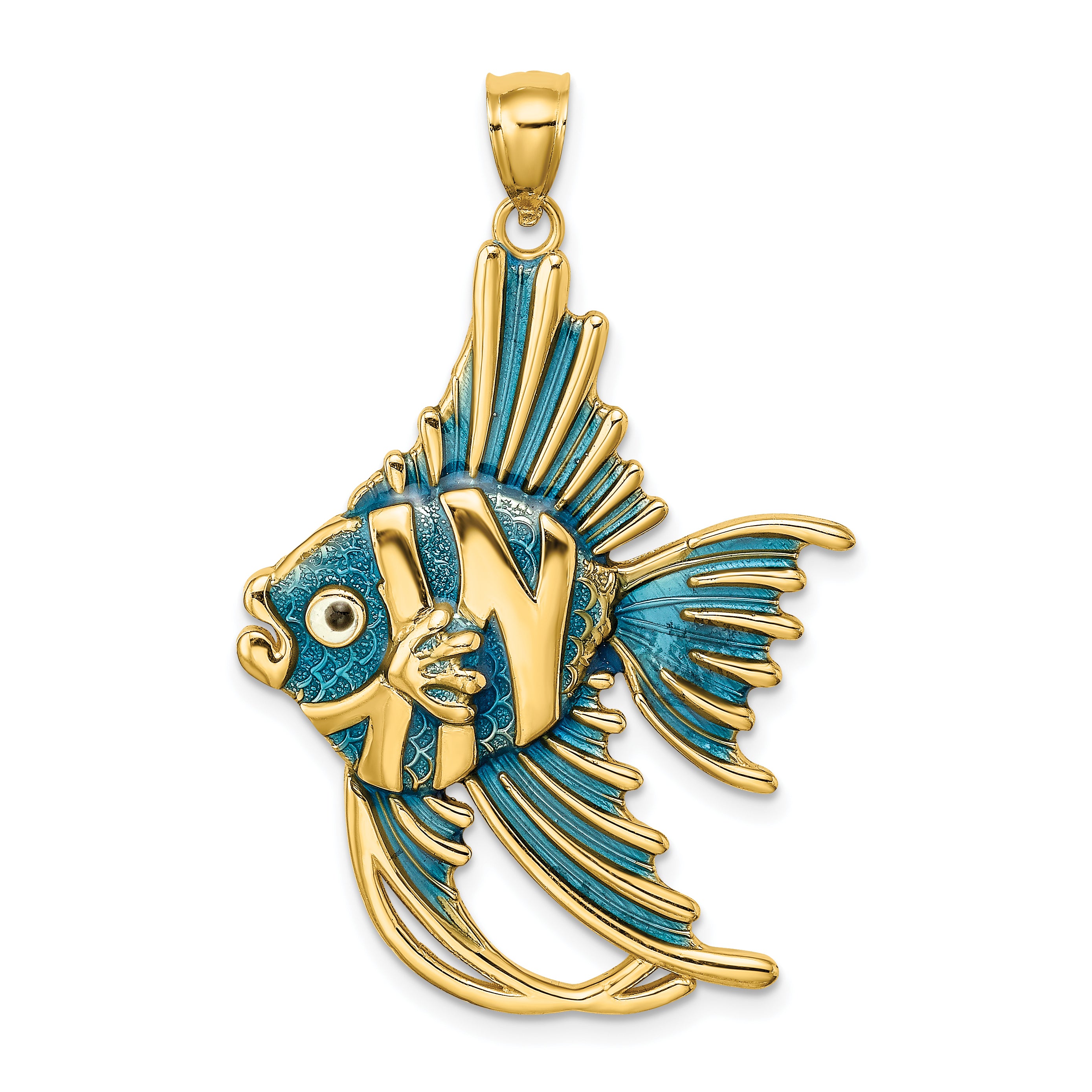 14K w/ Blue Enamel ANGELFISH Charm