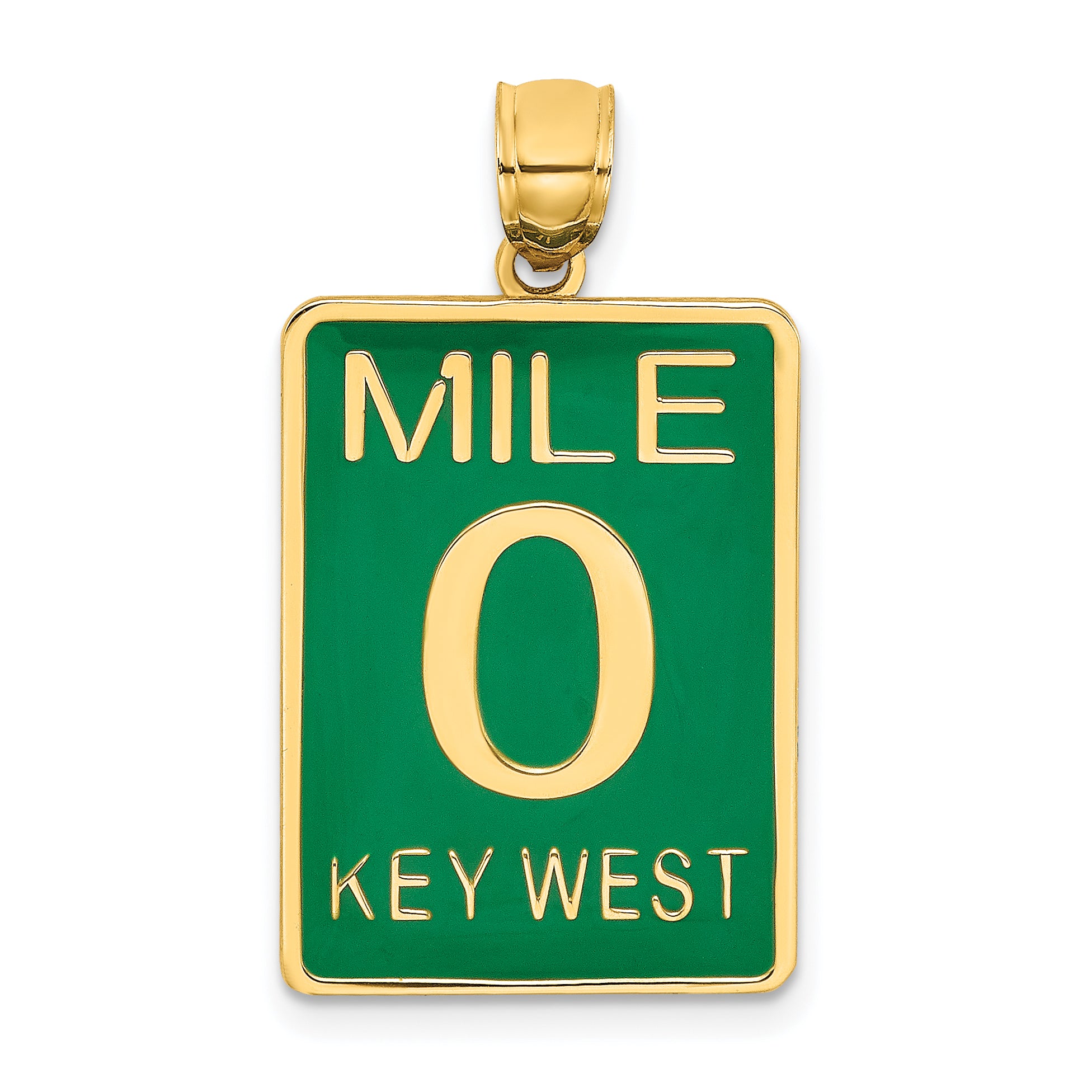 14K Enamel Mile Marker 0/ KEY WEST Charm