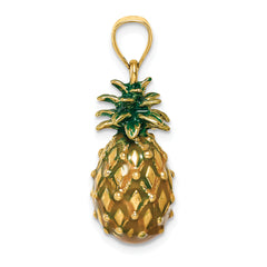 14K Enamel and Polished 3-D Pineapple Charm