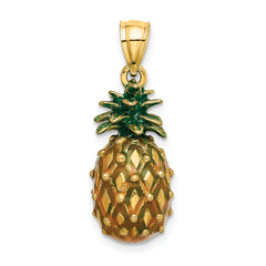14K Enamel and Polished 3-D Pineapple Charm