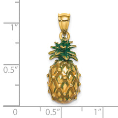 14K Enamel and Polished 3-D Pineapple Charm
