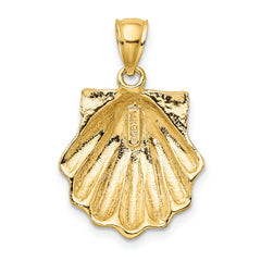 14K Blue Enamel Scallop Shell Charm