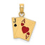 14K Enamel Jack of Clubs and Ace of Hearts Cards Charm
