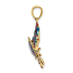 14K Blue Enamel Stone Crab Charm