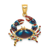 14K Blue Enamel Stone Crab Charm