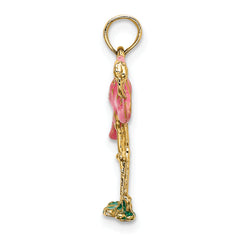 14K 3-D Pink Enamel Flamingo Charm