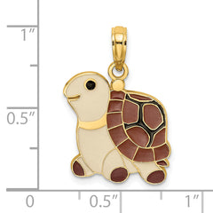 14K Brown, Tan and Black Enamel Turtle Charm