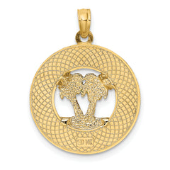 14K w/ Enamel SARASOTA Circle Palm Tree Charm