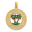 Sarasota Palm Tree Circle Charm in 14K Yellow Gold, 24mm - Sophia Jewelers