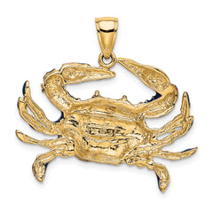14K Blue Enamel Crab Charm