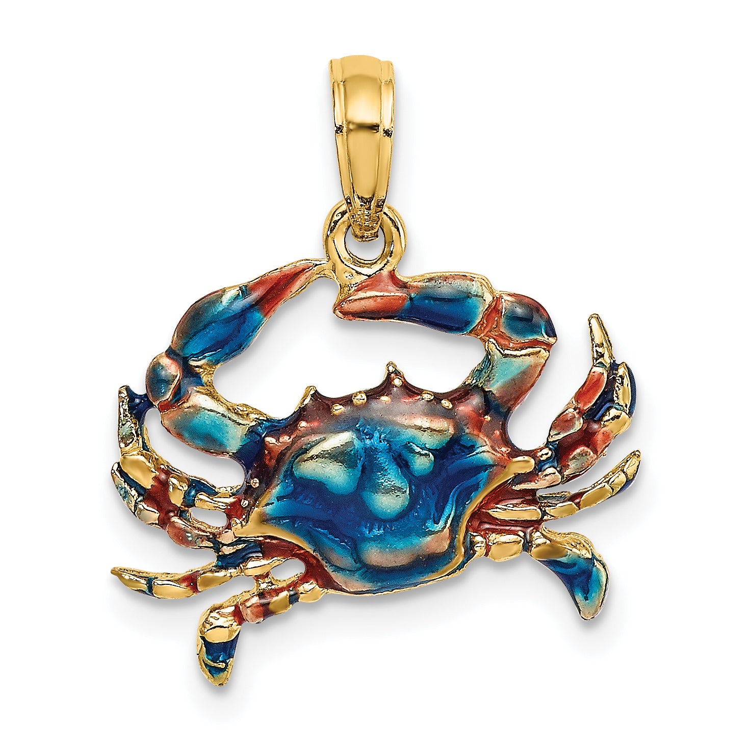 14K Blue Enamel Crab Charm