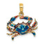 Blue Enamel Crab Charm in 14K Yellow Gold, 20mm - Sophia Jewelers