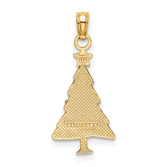 14K Enamel Green Christmas Tree w/ Red Star Charm