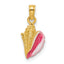 14k Textured and Enamel Conch Shell Pendant