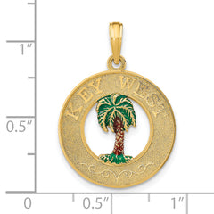 14K KEY WEST Enameled Palm Tree Circle Charm