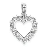 14K White Gold Heart w/ Lace Trim Charm