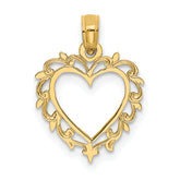 14K Heart w/ Lace Trim Charm