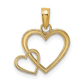 14K Flat Two Hearts Intertwined Charm