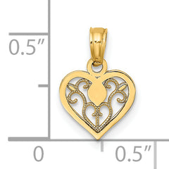 14K Polished Filigree Heart Pendant