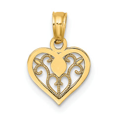 14K Polished Filigree Heart Pendant