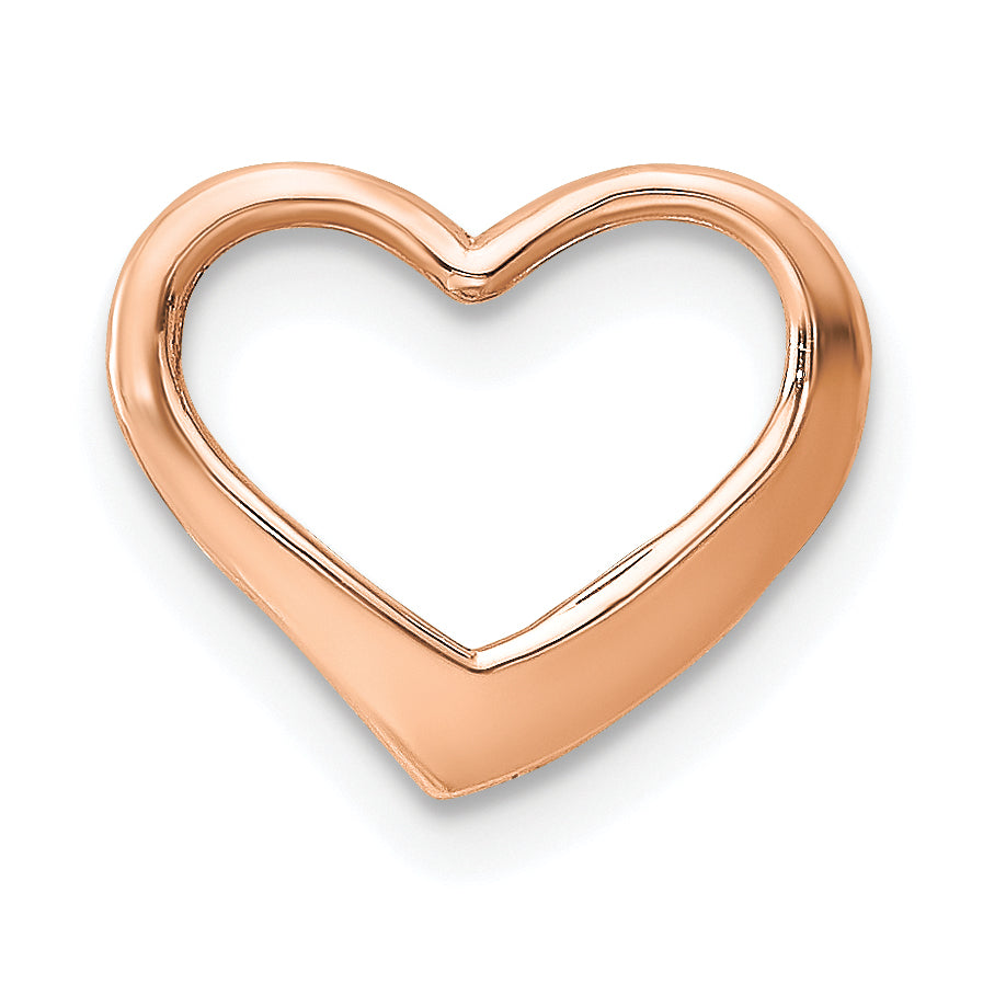 14K Rose Polished Heart Chain Slide