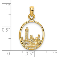 14K Chicago Skyline In Circle Frame Charm