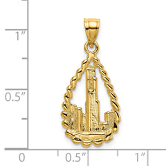 14K Chicago Skyline/Willis Tower Teardrop Charm