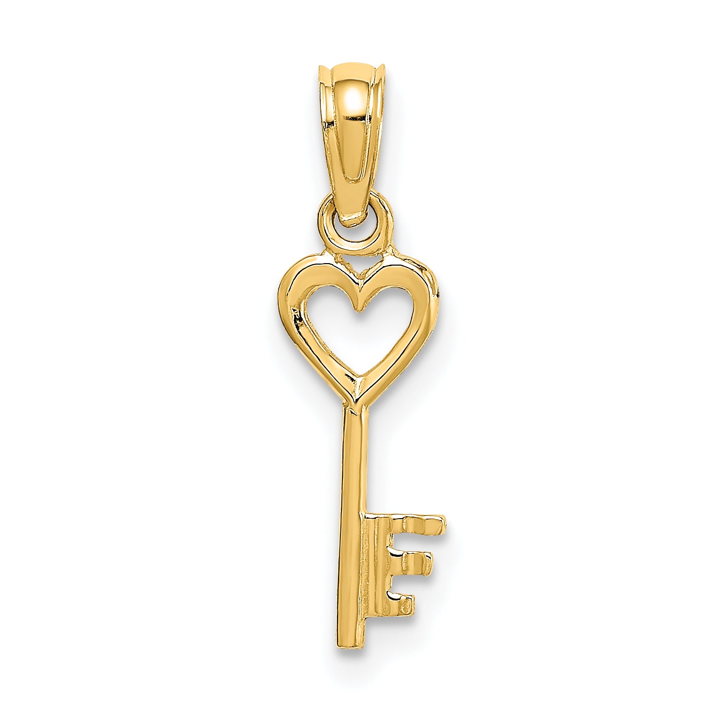 14K 3D Key w/ Heart Charm