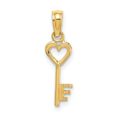 14K 3D Key w/ Heart Charm