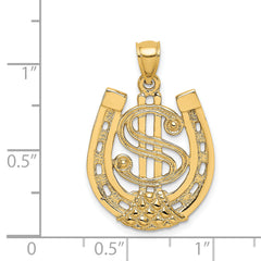 14K Dollar Sign In Horseshoe Charm