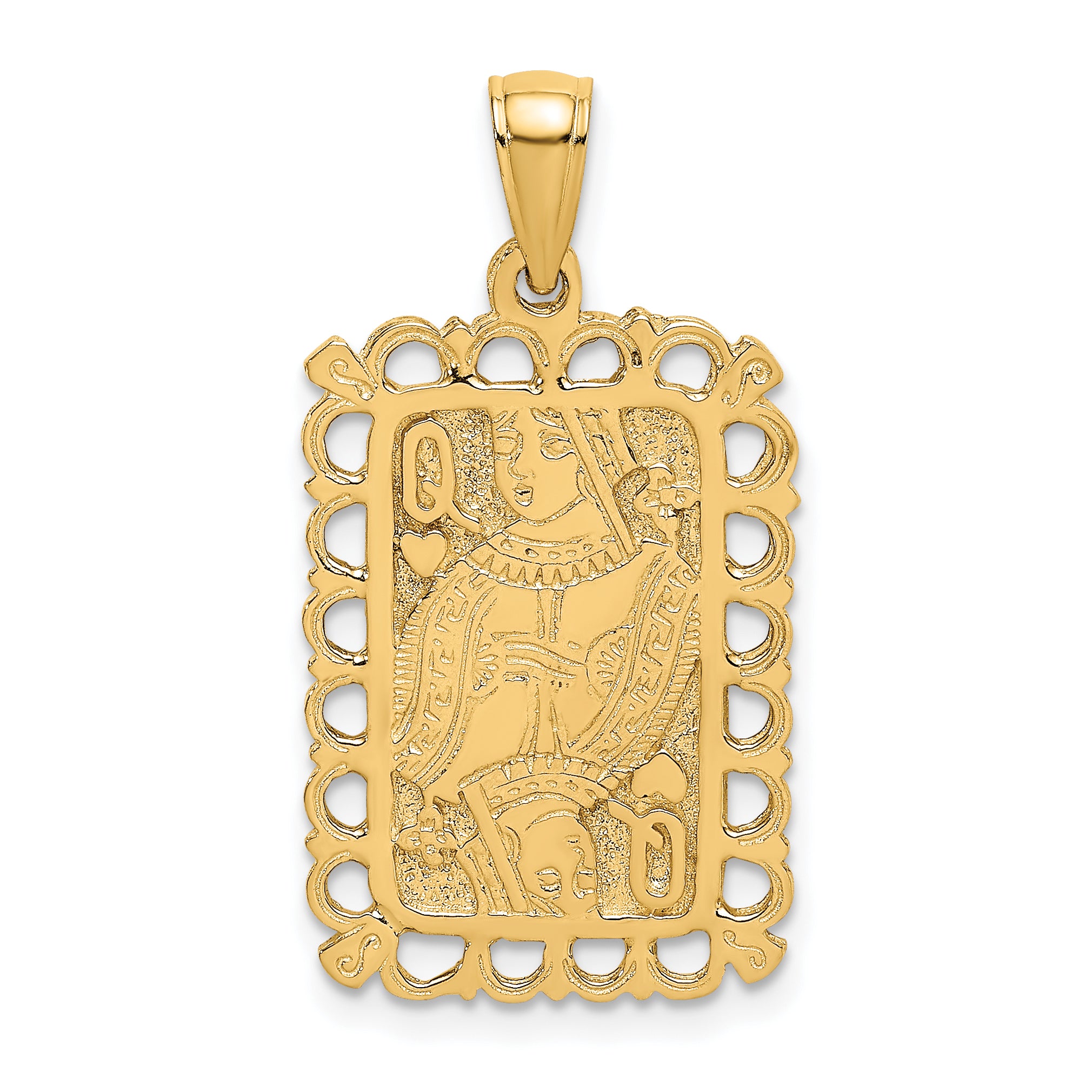 14K Queen Playing Card Charm
