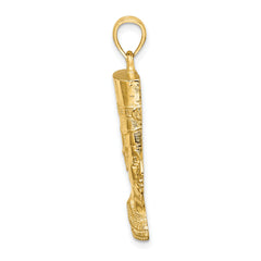 14K 2-D Polished / Textured Nefertiti Profile Charm