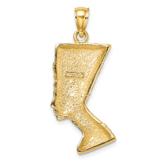 14K 2-D Polished / Textured Nefertiti Profile Charm
