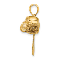 14K 3-D Large Chain Saw Charm