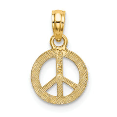 14K Flat Textured Mini Peace Sign Charm