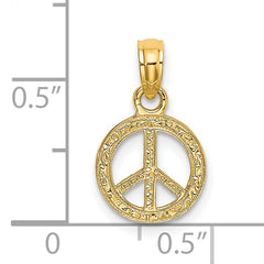 14K Flat Textured Mini Peace Sign Charm