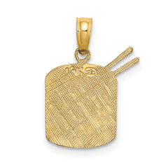 14K Polished Drum and Sticks Charm
