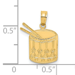 14K Polished Drum and Sticks Charm