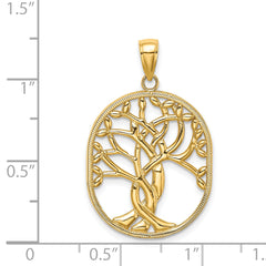 14K Tree of Life Celtic Knot in Oval Frame Pendant