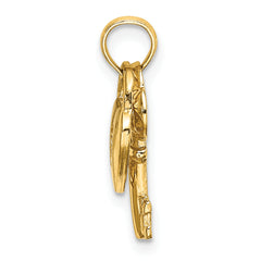 14K Moveable Dangling Heart and Key Charm