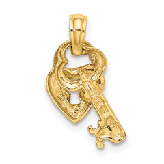 14K Moveable Dangling Heart and Key Charm