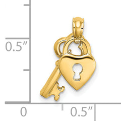 14K Moveable Dangling Heart and Key Charm