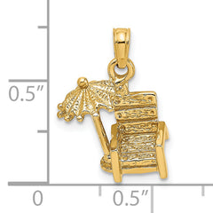14K 3-D Beach Chair w/ Umbrella Charm